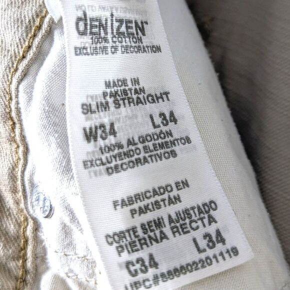 Levis DENZIEN 218 Slim Straight Cotton Khaki Tan Jeans Size Men's 34 X 34 - Picture 9 of 9